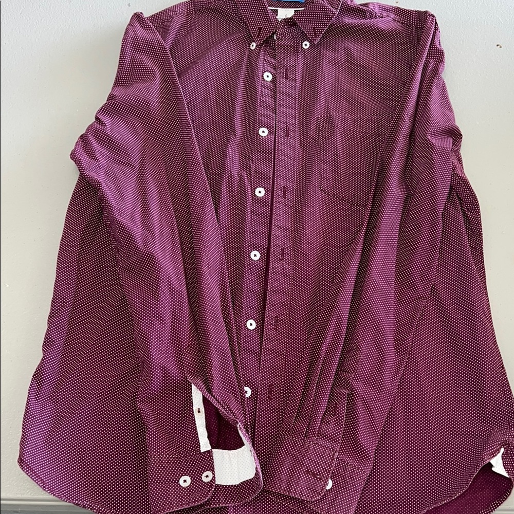Denim & Flower Maroon and White Dot Shirt